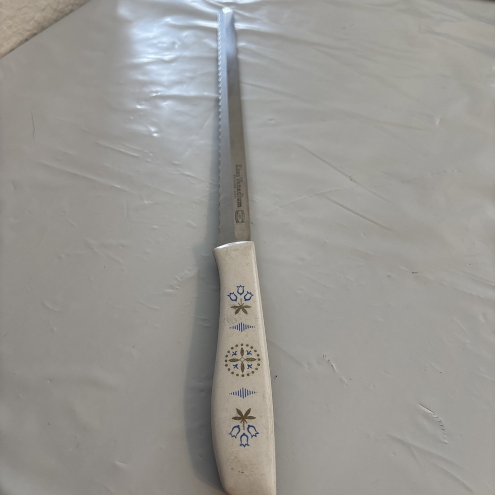 Ecko Vanadium Bread Knife Dutch Blue‎ Tulips 14" Vintage
